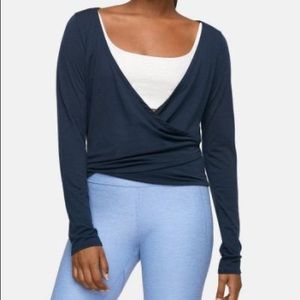 Outdoor Voices Plie Wrap Top in Navy